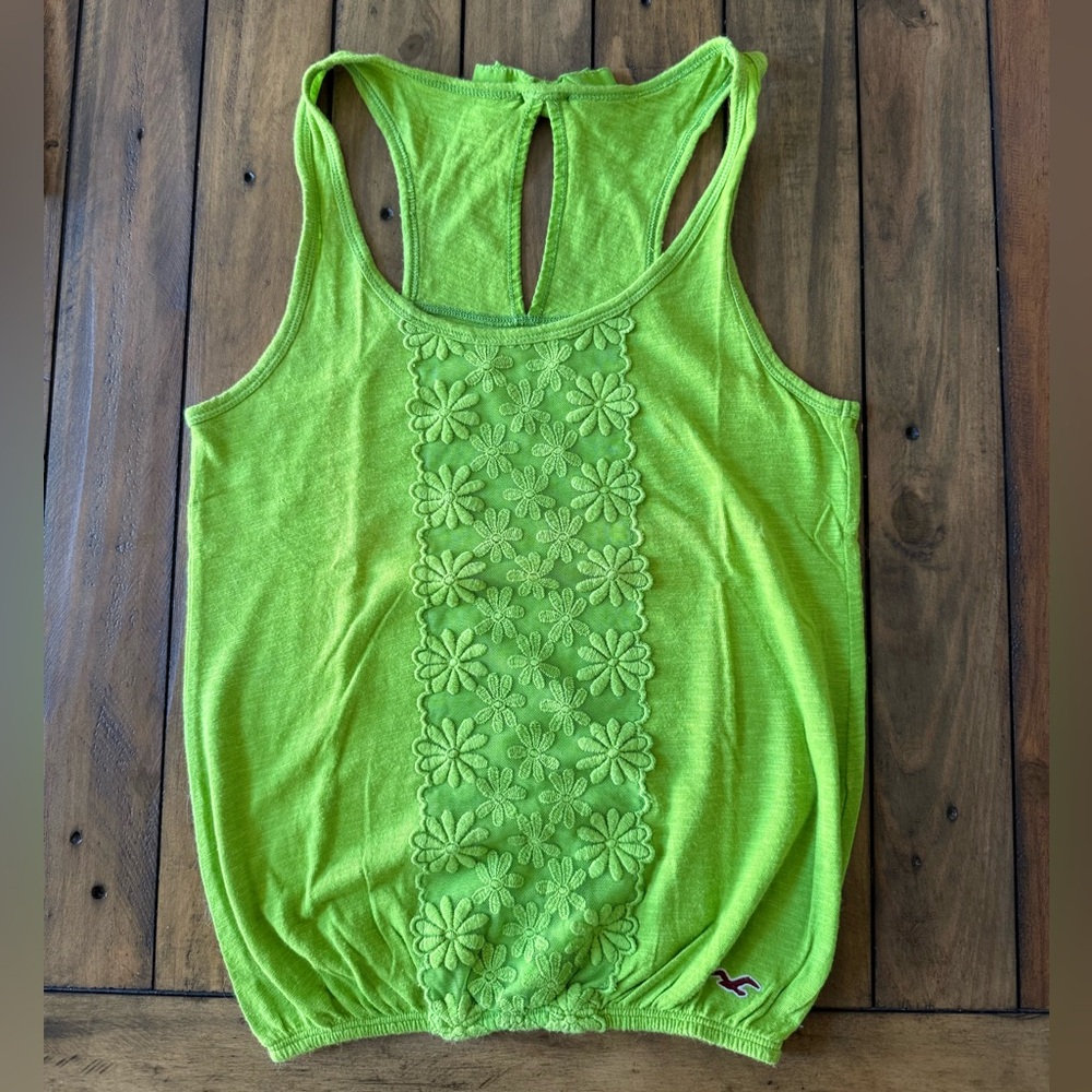 Hollister Lime Green Floral Tank Top